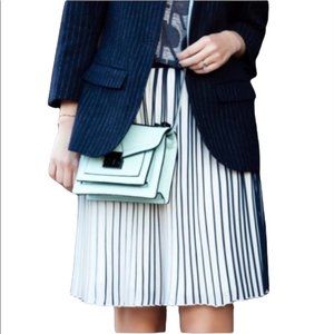 J. Crew White and Navy Striped Skirt